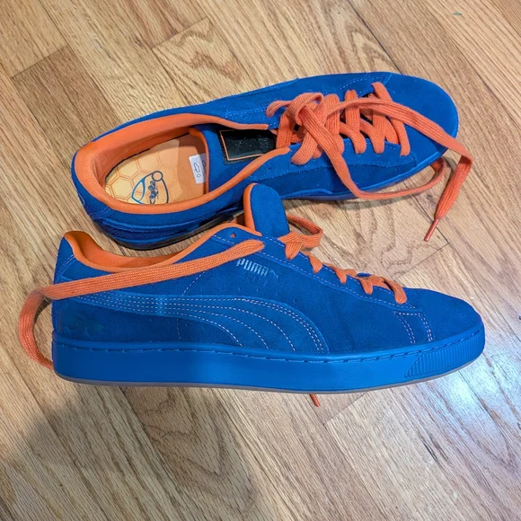 Puma Blue and Orange Sneakers Rocket League Suede Mens